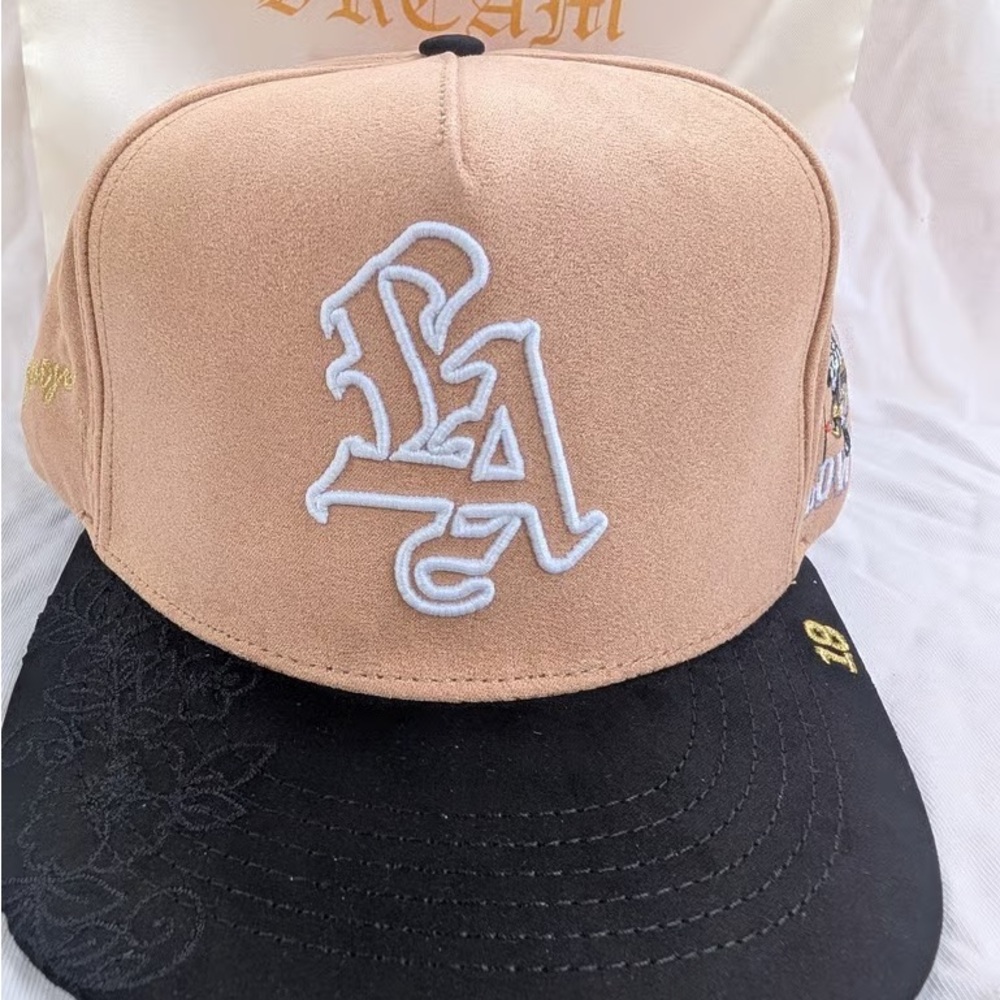 Stylish Tan and Black LA Cap